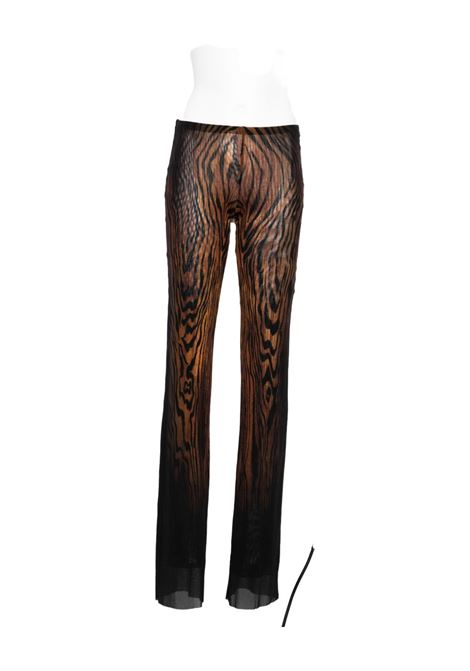 pantaloni mesh printed wood donna neri e marroni JEAN PAUL GAULTIER | 25/03-W-TR020-M002P0060